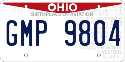 OH license plate GMP9804