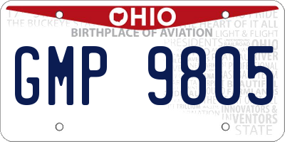 OH license plate GMP9805