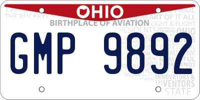 OH license plate GMP9892