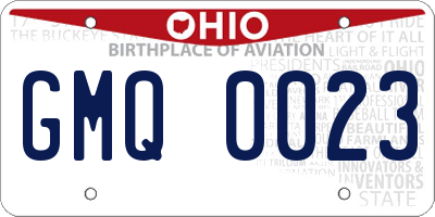 OH license plate GMQ0023