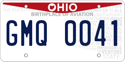 OH license plate GMQ0041