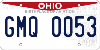 OH license plate GMQ0053