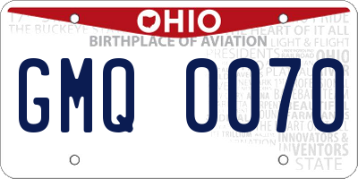 OH license plate GMQ0070