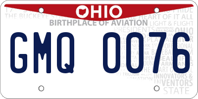 OH license plate GMQ0076