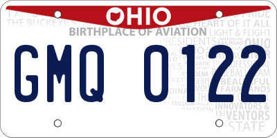 OH license plate GMQ0122