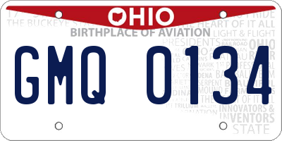 OH license plate GMQ0134