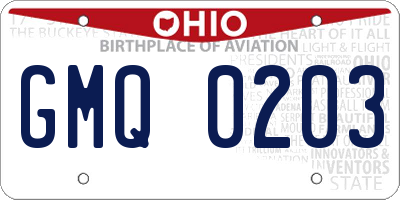 OH license plate GMQ0203