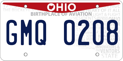 OH license plate GMQ0208
