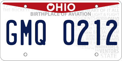 OH license plate GMQ0212