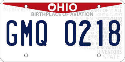 OH license plate GMQ0218
