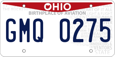OH license plate GMQ0275