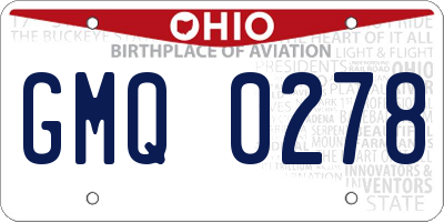 OH license plate GMQ0278