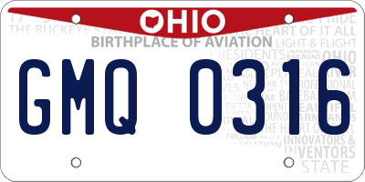 OH license plate GMQ0316