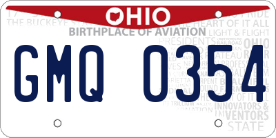 OH license plate GMQ0354