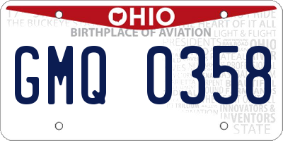 OH license plate GMQ0358