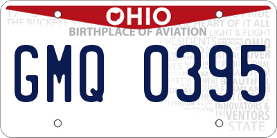 OH license plate GMQ0395