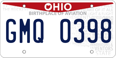 OH license plate GMQ0398
