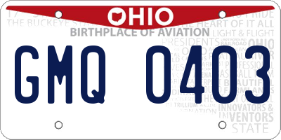 OH license plate GMQ0403