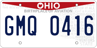 OH license plate GMQ0416