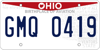 OH license plate GMQ0419