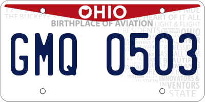 OH license plate GMQ0503