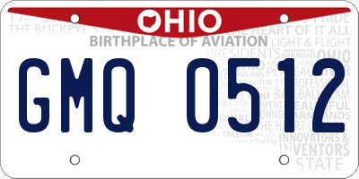 OH license plate GMQ0512