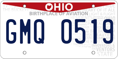 OH license plate GMQ0519