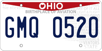 OH license plate GMQ0520
