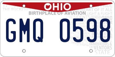 OH license plate GMQ0598