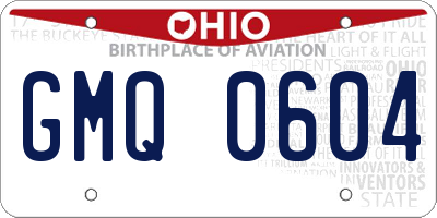 OH license plate GMQ0604