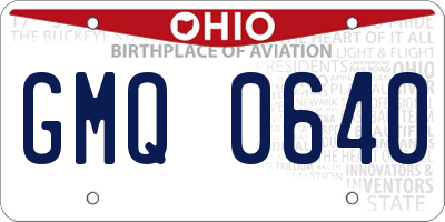OH license plate GMQ0640