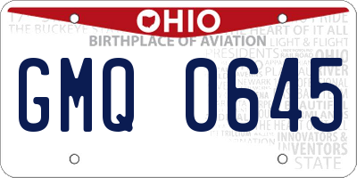 OH license plate GMQ0645