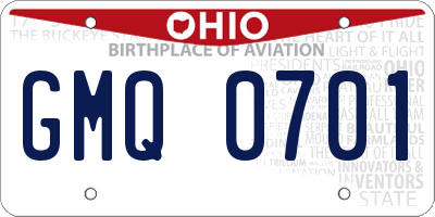 OH license plate GMQ0701