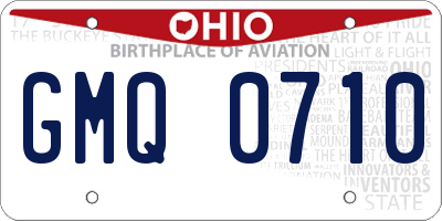 OH license plate GMQ0710