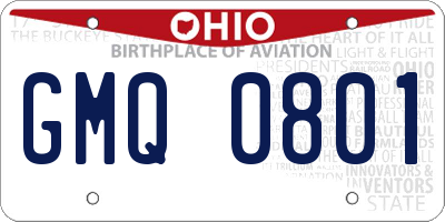 OH license plate GMQ0801
