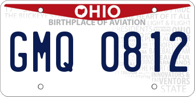 OH license plate GMQ0812