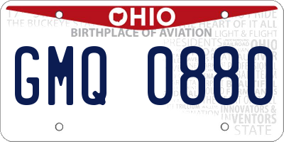 OH license plate GMQ0880