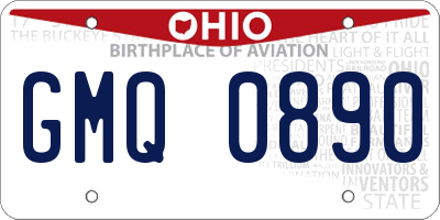 OH license plate GMQ0890