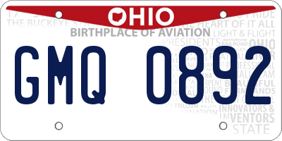 OH license plate GMQ0892