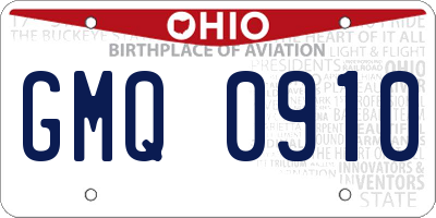 OH license plate GMQ0910
