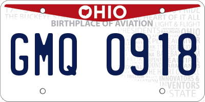 OH license plate GMQ0918
