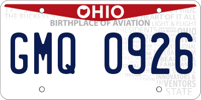 OH license plate GMQ0926