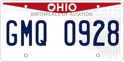 OH license plate GMQ0928
