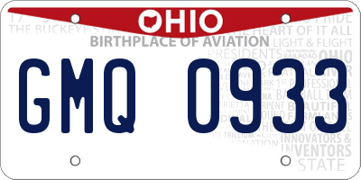 OH license plate GMQ0933