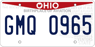 OH license plate GMQ0965
