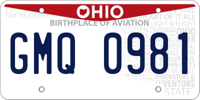 OH license plate GMQ0981