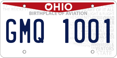 OH license plate GMQ1001