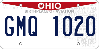 OH license plate GMQ1020