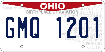 OH license plate GMQ1201