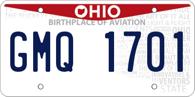 OH license plate GMQ1701